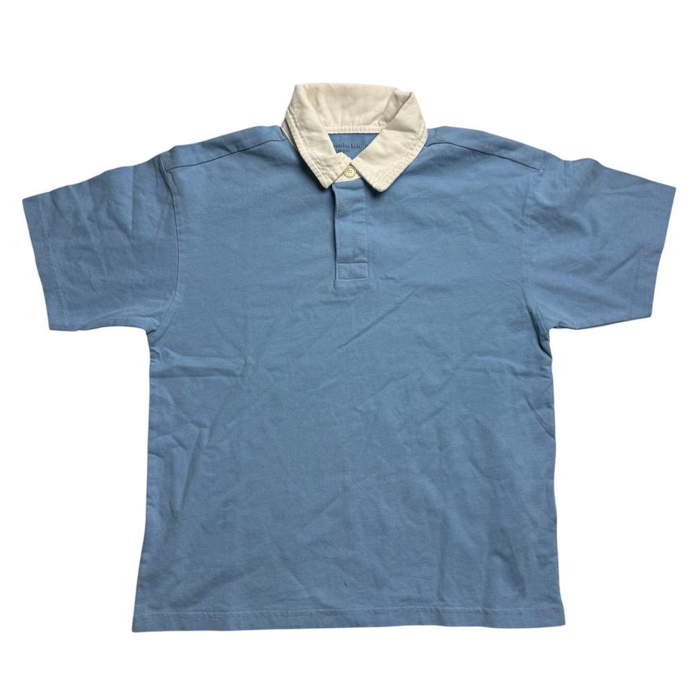 Abercrombie Kids Relaxed Fit Rugby Shirt Blue White Collar Short‎ Sleeve 11/12